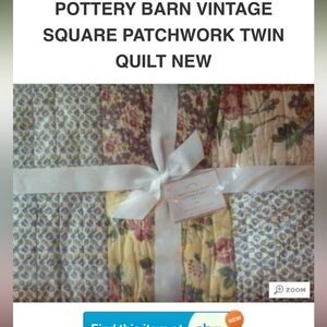 Pottery Barn Vintage Square Patchwork Quilt Set~ King 2 Euro Shams ~ 2011